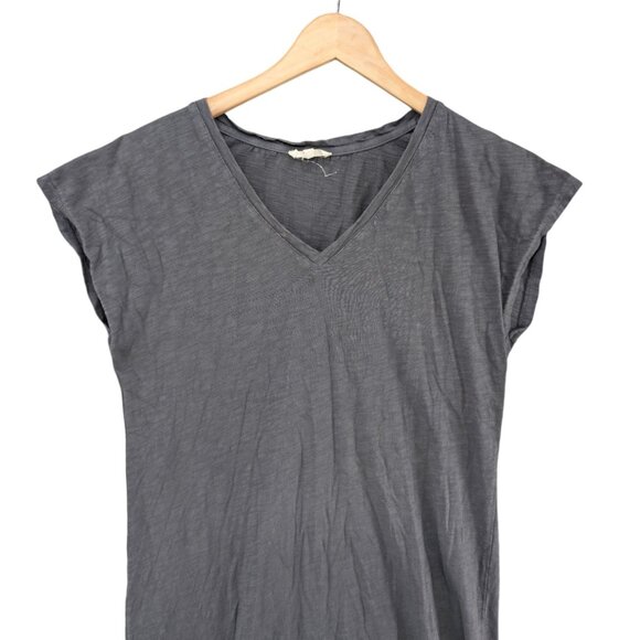 Mystree Bleached Slub Midi Dress Grey White Sleeveless Cotton V Neck Size S - Picture 3 of 10